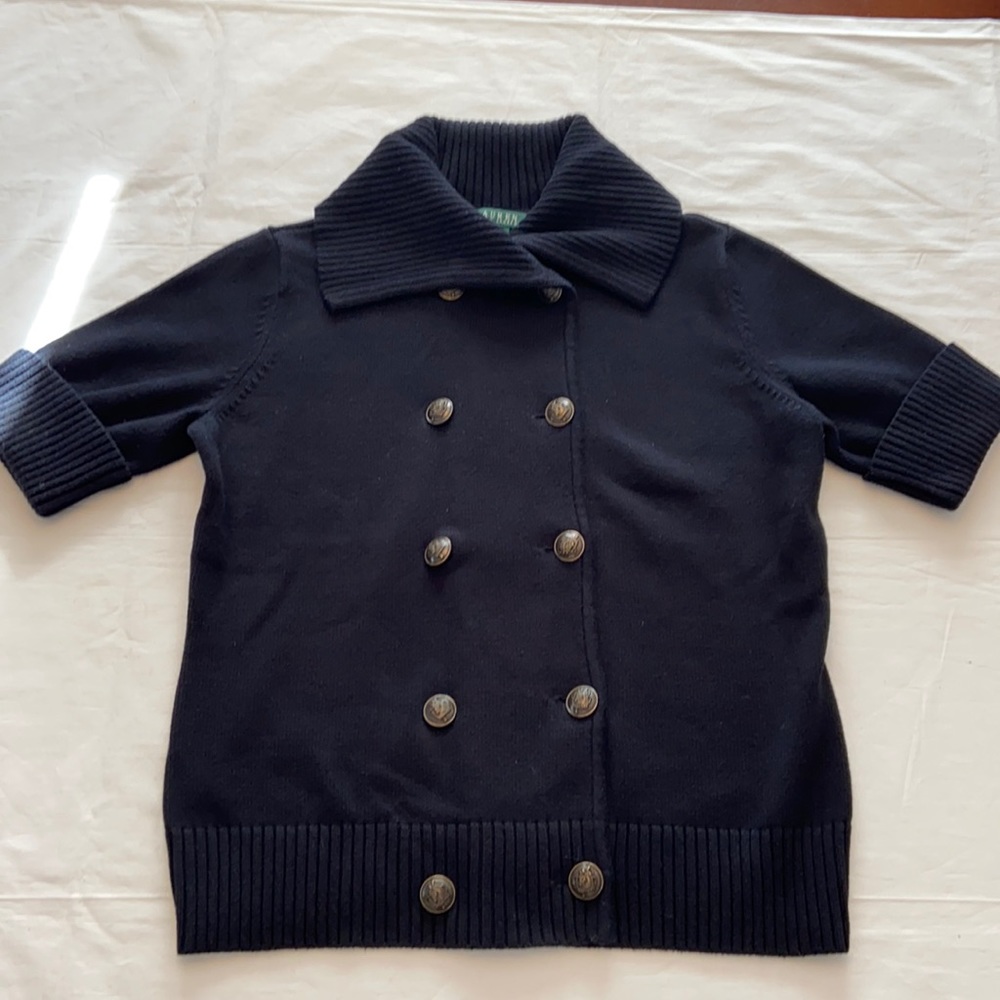 Lauren Ralph Lauren Black Shirt Sleeve Sweater - Sz M